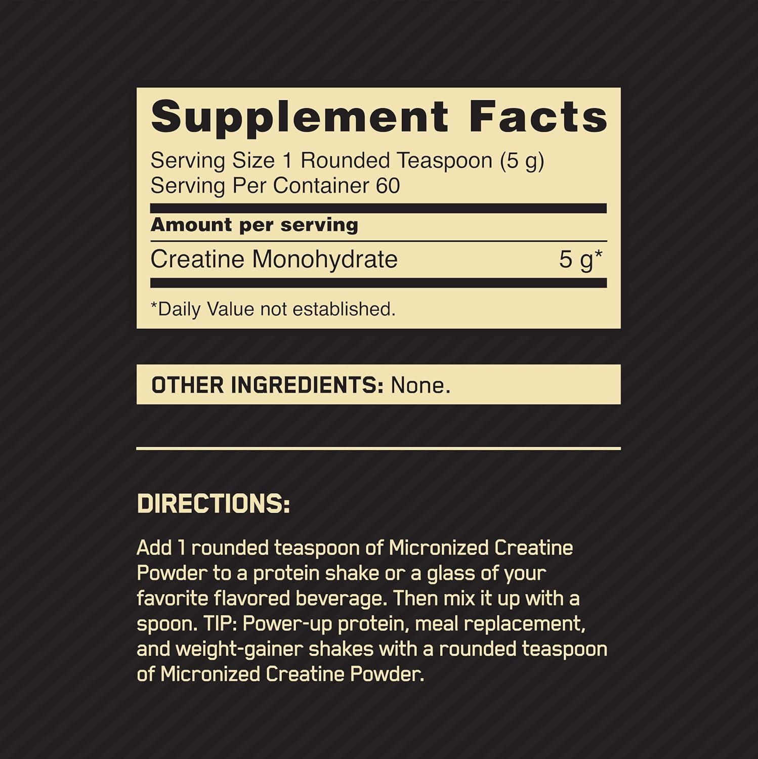 Optimum Nutrition Creatine Sports Nutrition Supplement Powder - 300g: Energy, Dieting, Powder Form