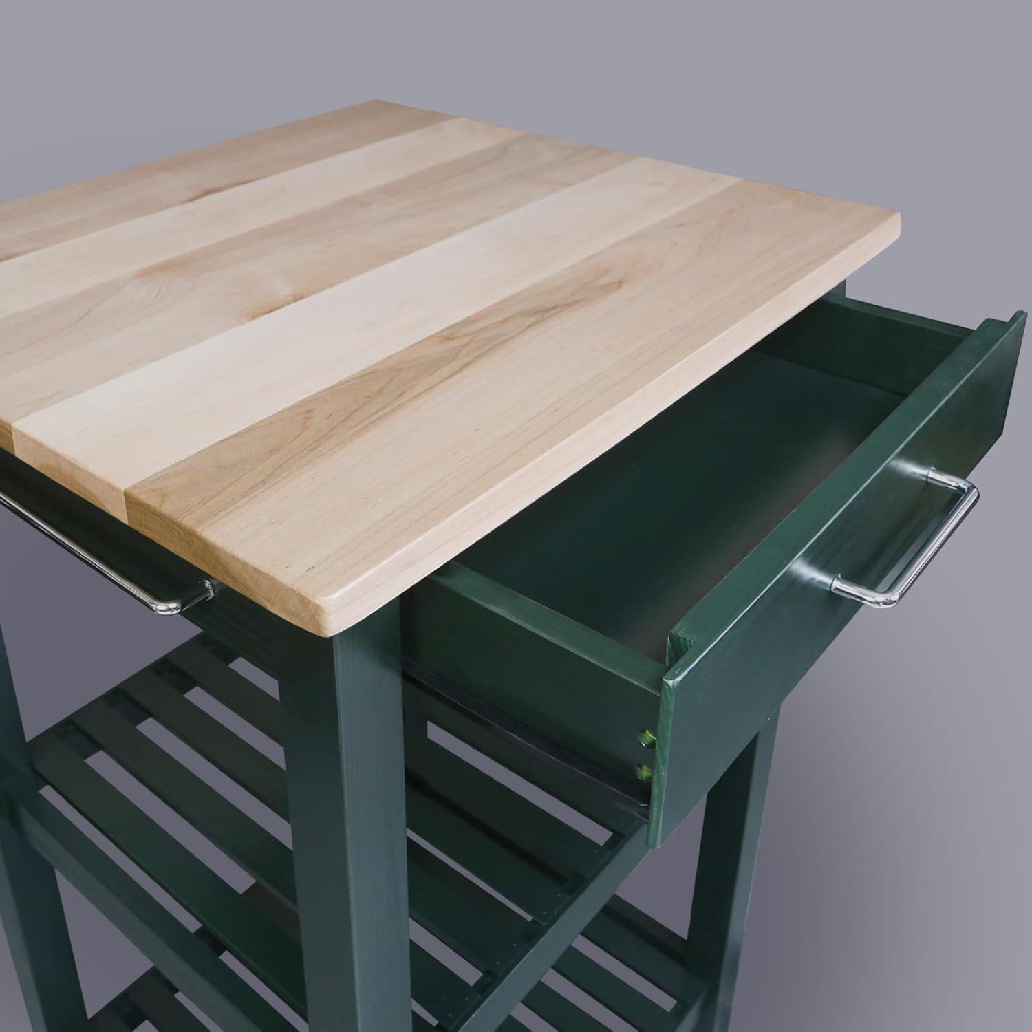 Sunrise Kitchen Island with Solid Wood Top, Hunter Green