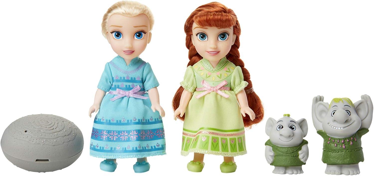 Disney Frozen 6 inch Petite Princess Anna and Elsa Fashion Dolls includes Surprise Trolls