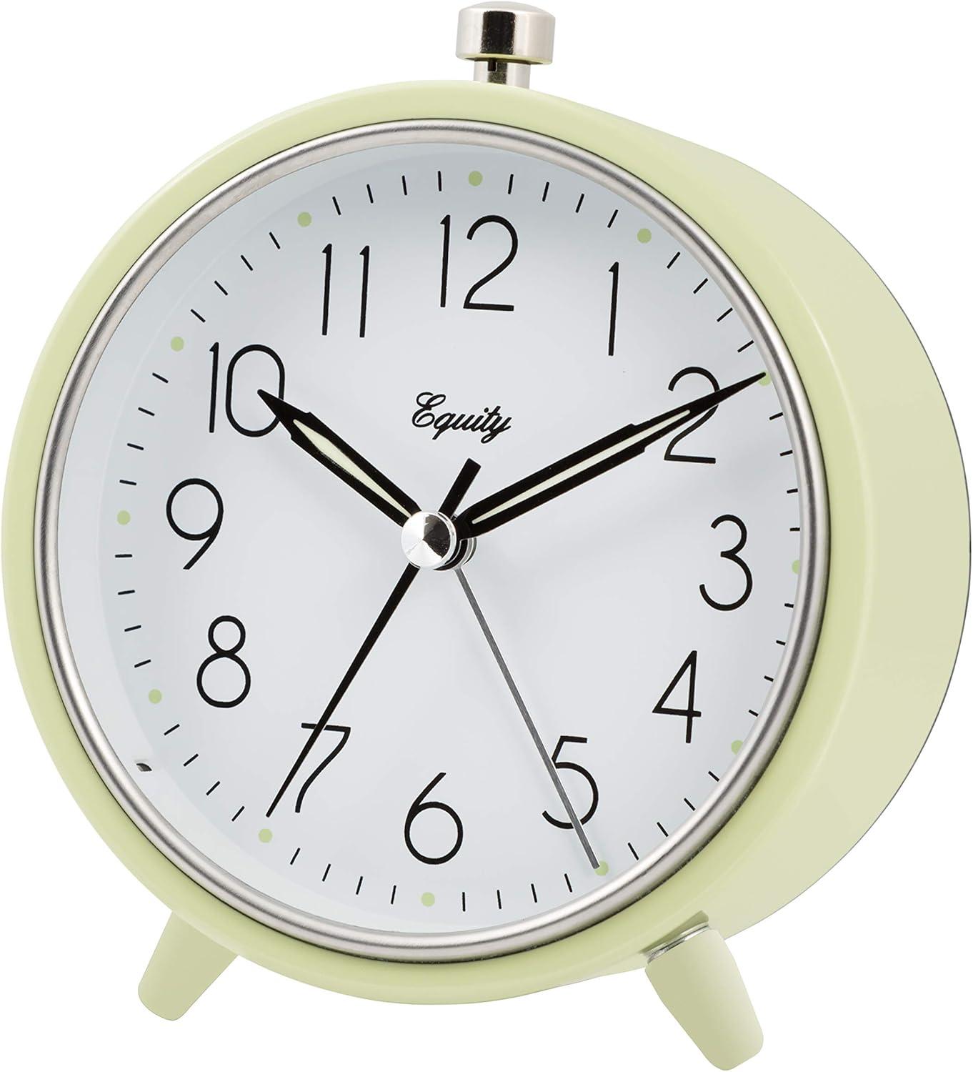 Equity 20090 5-Inch Silent Sweeping Quartz Metal Alarm Clock, Light Green