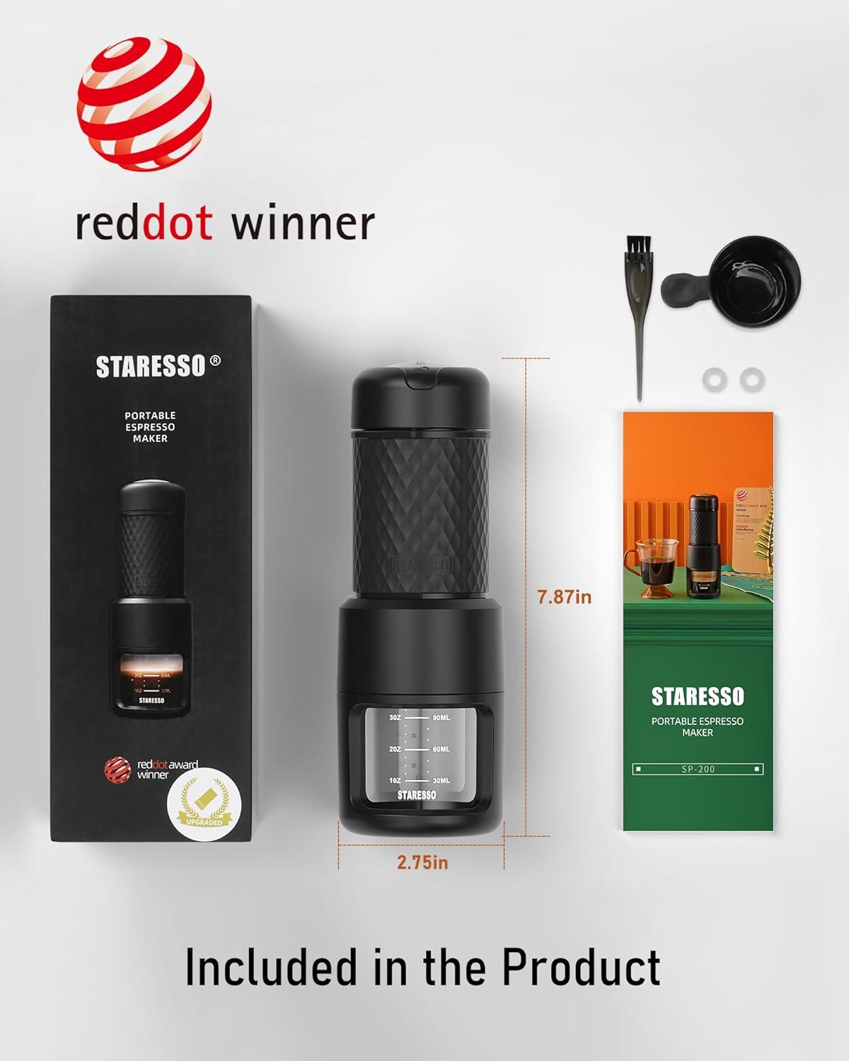 Compact Black Portable Espresso Maker with Capsule Compatibility