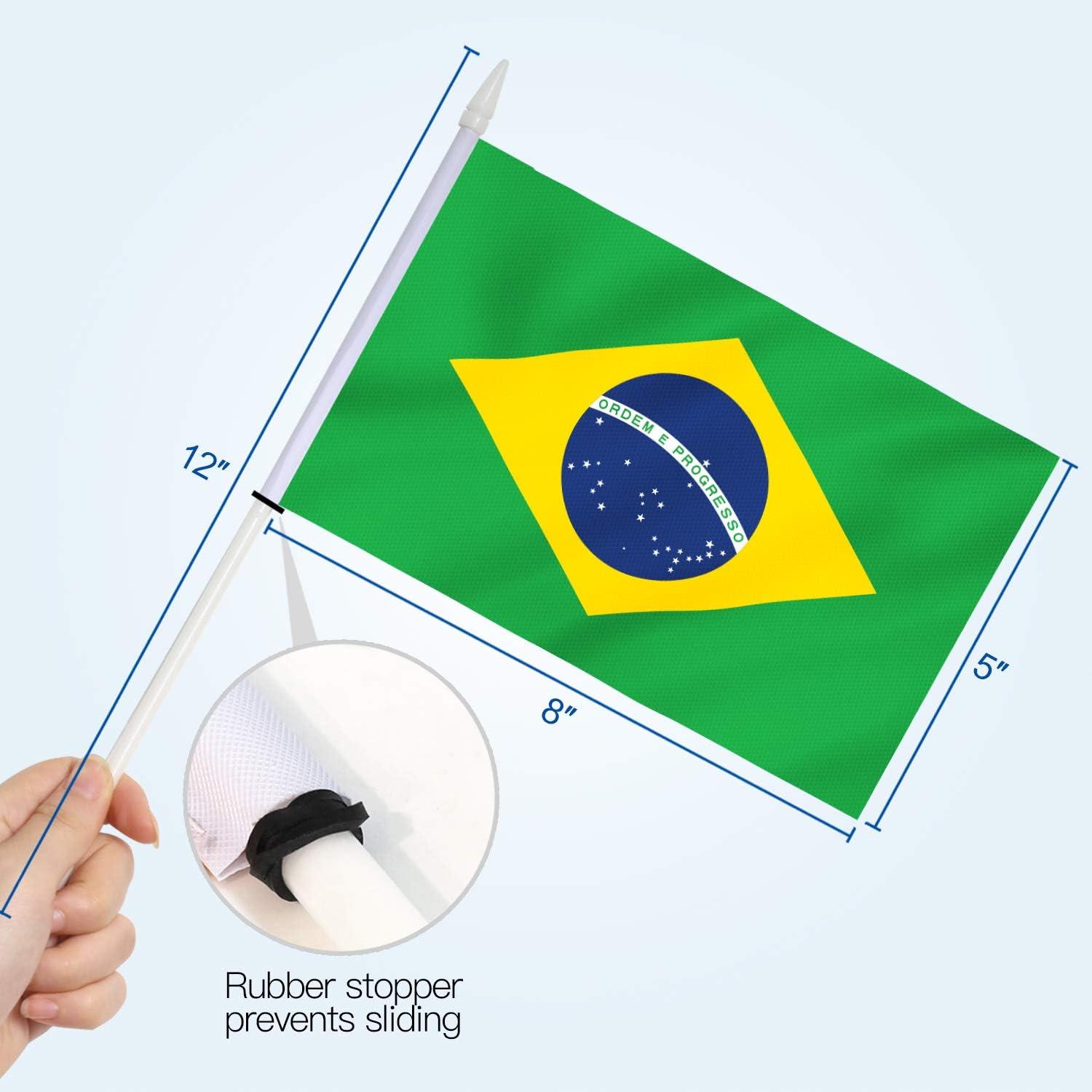 Anley Brazil Mini Flag 12 Pack - Hand Held Small Miniature Brazil Flags