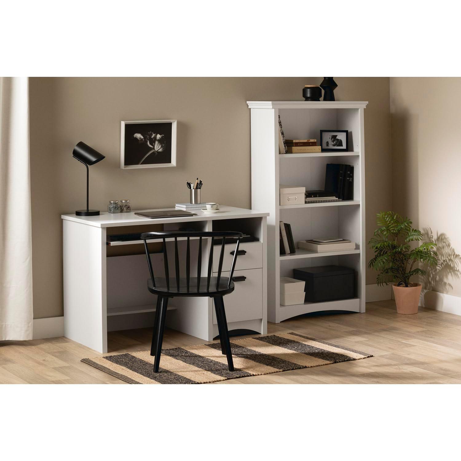 Gascony Wood Computer Desk with Drawers Pure White - South Shore