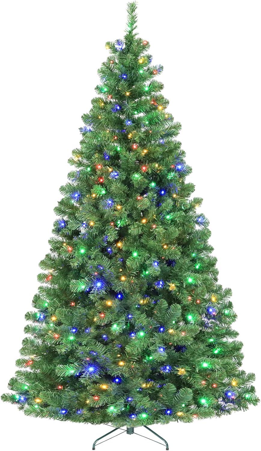 6ft Green Artificial Christmas Tree with Multicolor LED Lights