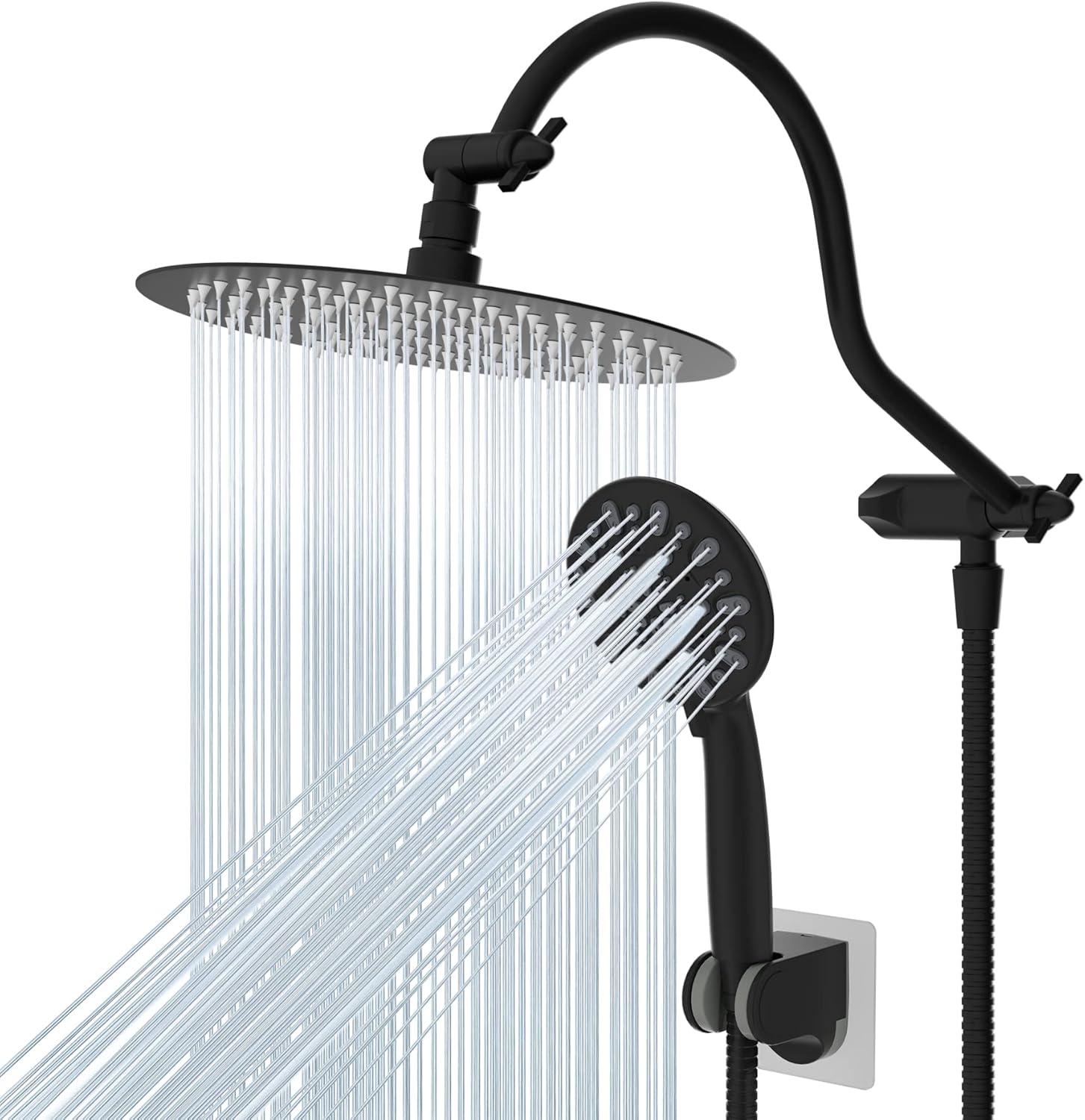 All Metal 10 Inch High Pressure Rainfall Shower Head With Handheld Shower