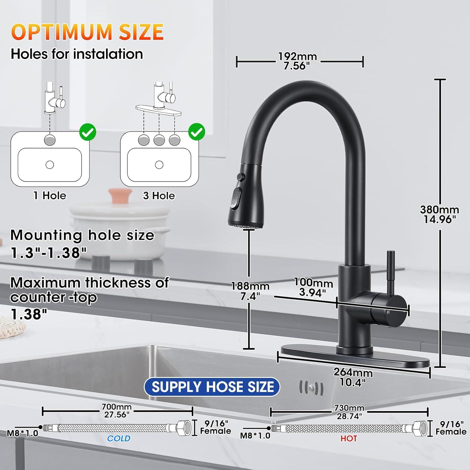 GAGALIFE Single Handle Pull Down Sprayer Kitchen Faucet High Arc Stainless Steel Faucet with 3-Function Sprayer JJL-CL-PT-SDP-G