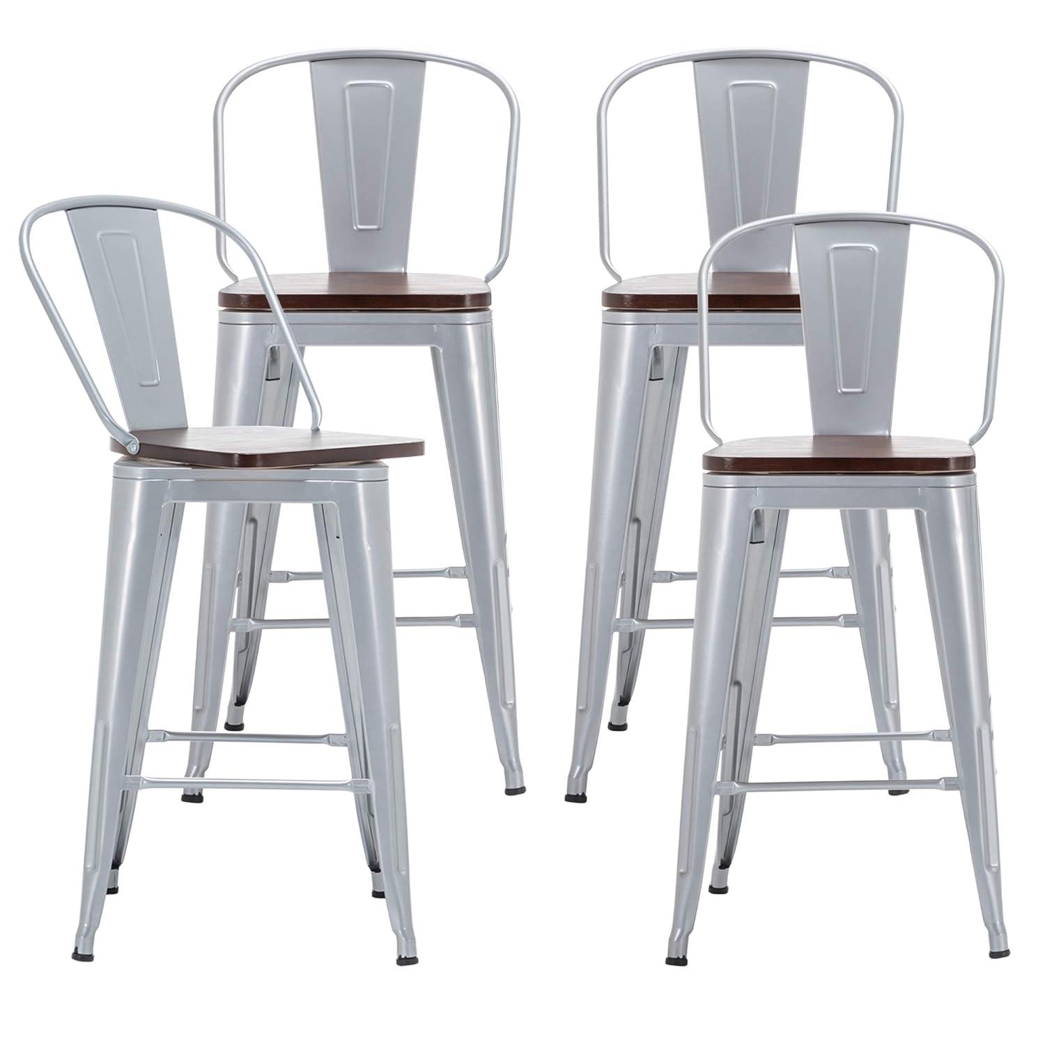 Andeworld  farmhouse bar stools ,counter height bar stools set of 4 - Set of 4 Silver 30INCH Bar Height N/A 350 lbs