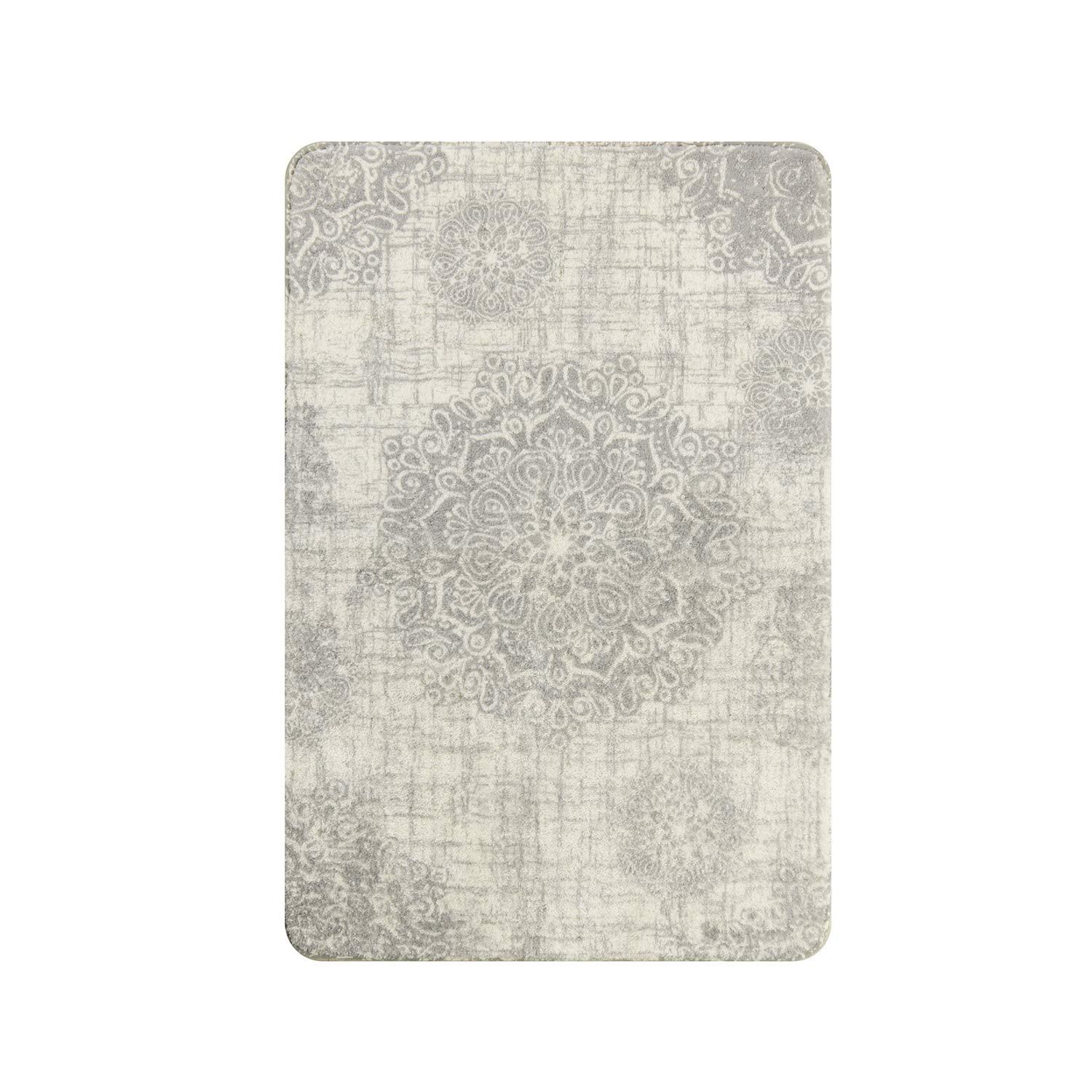 Vintage Medallion Entryway Rug - 2x3 Non Slip Washable Kitchen Rugs Small Area Rug Door Mat Indoor Entrance, Throw Ultra-Thin Rugs for Bathroom Laundry Room Bedroom Decor (2‘ X 3‘, Gray)