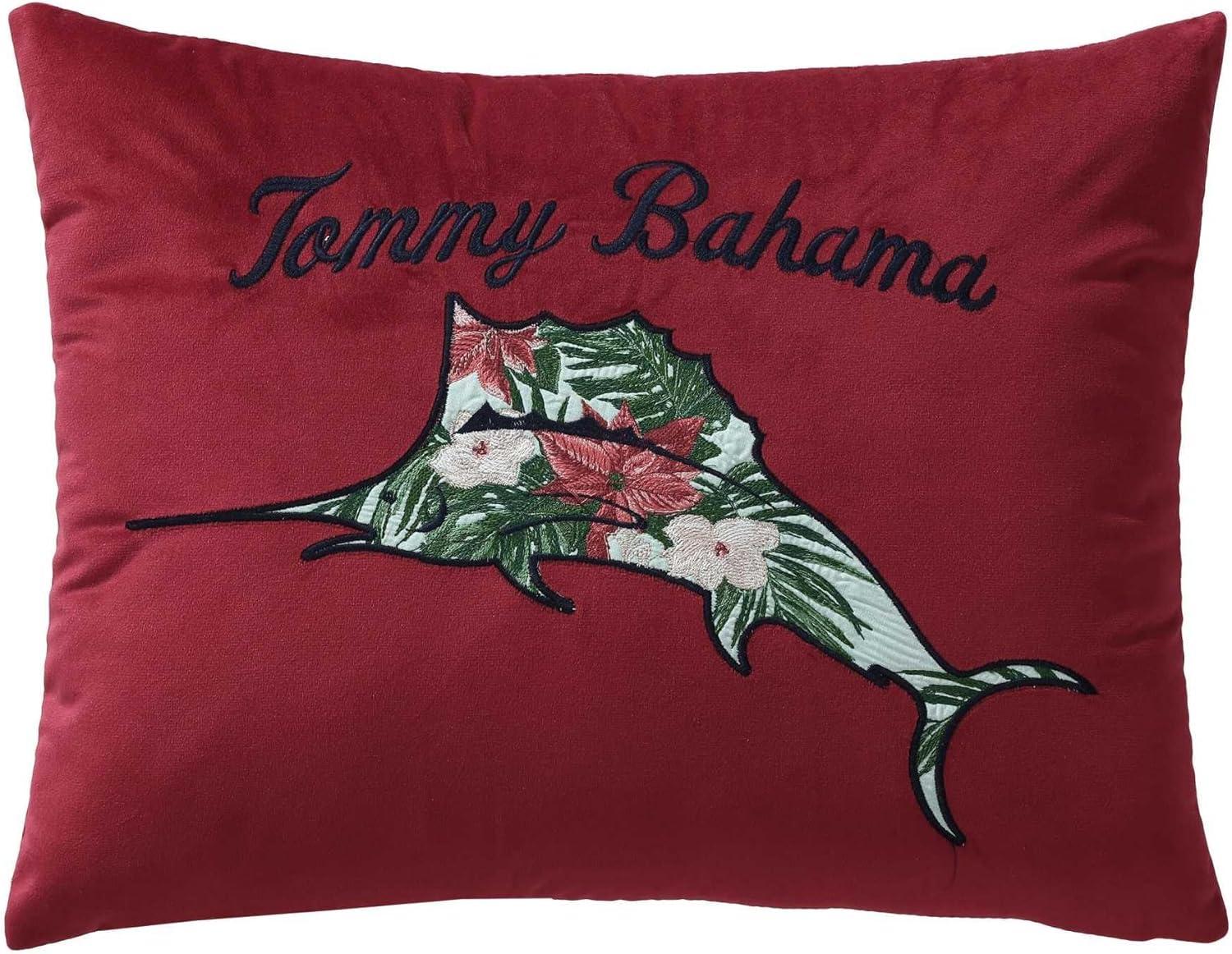 Tommy Bahama Throw Pillow Decorative Pillow with Zipper Enclosure, Super Soft and Cozy Home Decor, Holiday Marlin Red