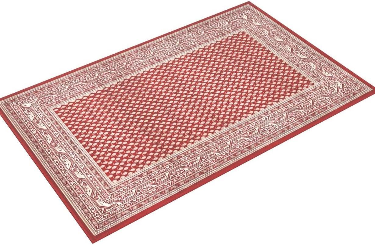 Vibrant Red Synthetic Easy-Care Rectangular Rug, 5' x 8'