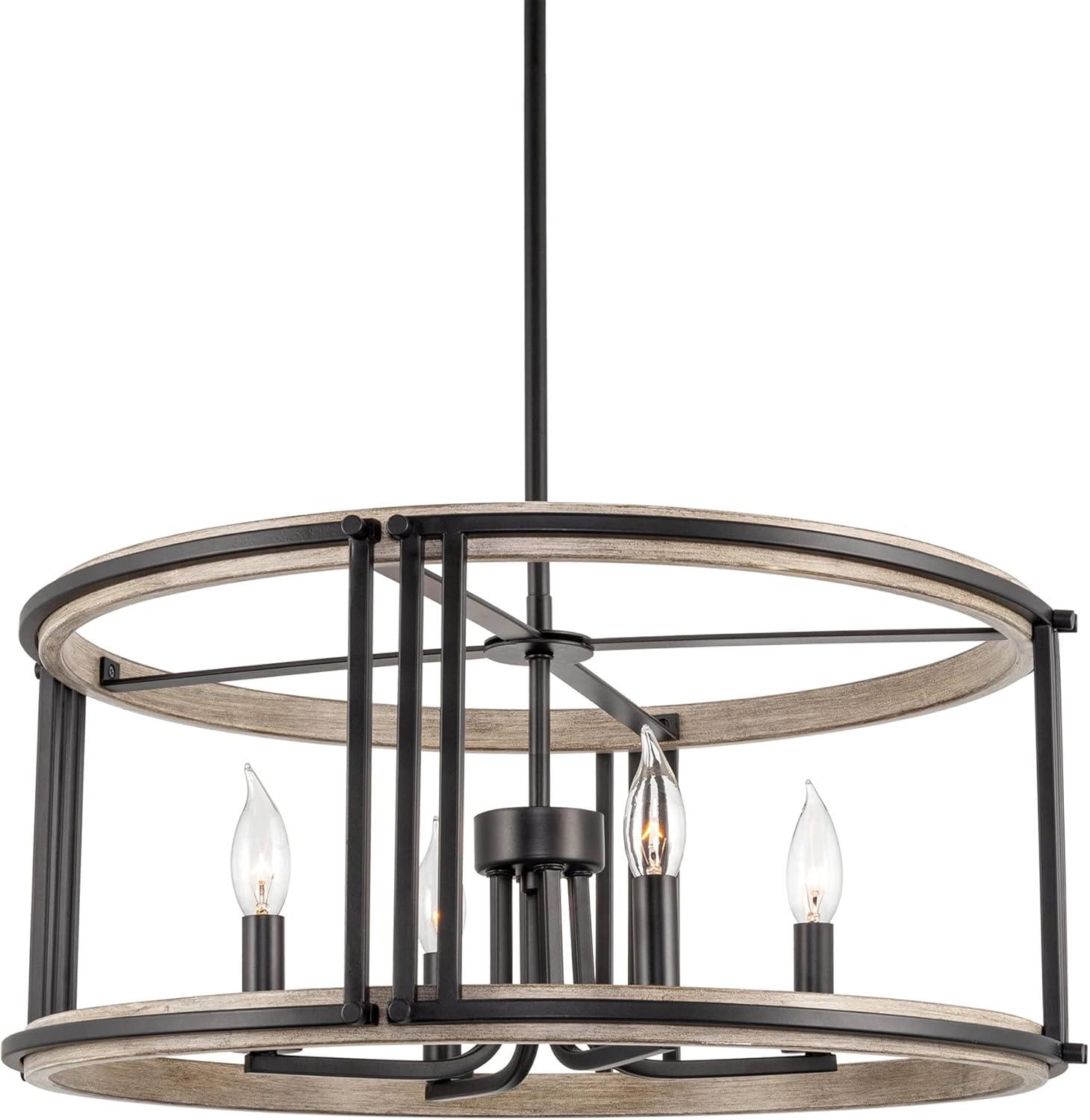 Vista 23" Black Metal Farmhouse Drum Pendant Light