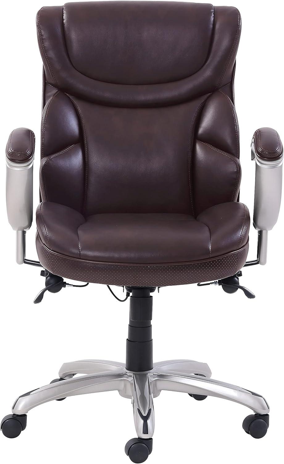 SertaPedic 49711BRW 18.75 in. to 21.75 in. Seat Height Supports Up to 300 lbs. Emerson Task Chair - Brown Seat/Back, Silver Base