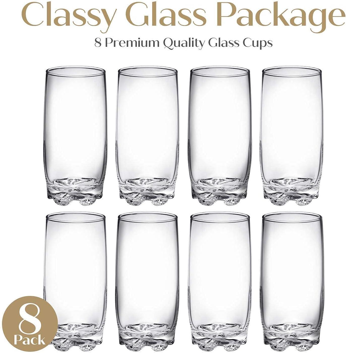 Home Essentials & Beyond Highball Glasses 13.25 Oz Glass Drinking Cups for Cocktails & Juices, 8 Pack