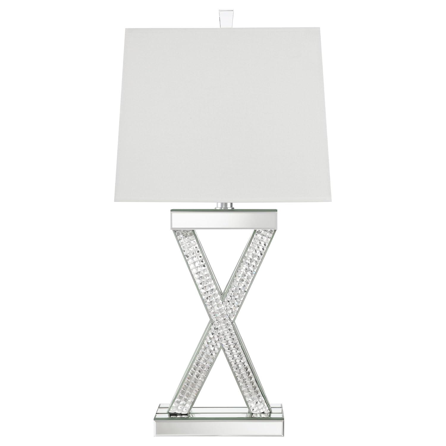 Coaster Contemporary Wood Table Lamp with Rectangle Shade in Mirrored