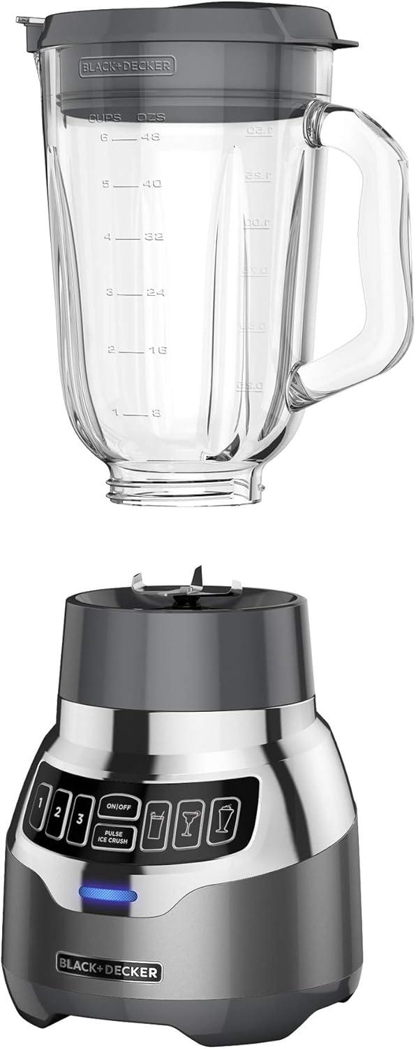 BLACK+DECKER BLACK+DECKER PowerCrush Digital Blender with Quiet Technology, Stainless Steel, BL1300DG-T