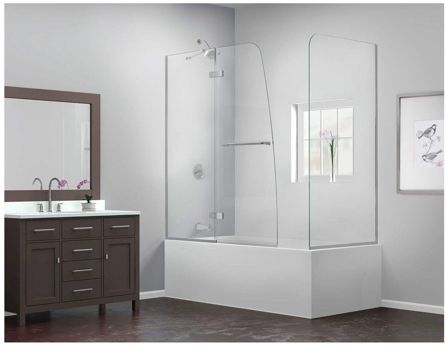 Aqua Ultra 57 "W x 58" H Semi-Frameless Tub Door with Return Panel