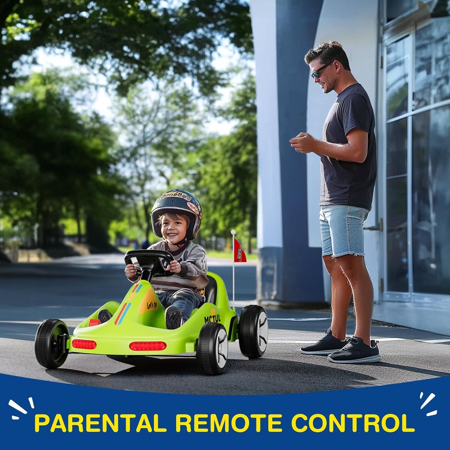 Tobbi 12v Kids Go Kart, Outdoor Battery Powered Ride On Car For Boys And Girls Aged 3-8, Childrens Electronic Toy Go Kart With 2 Speed Modes, Remote Control,bluetooth