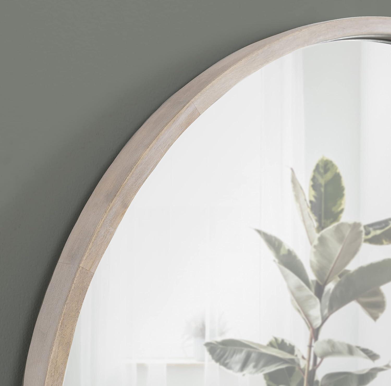 Kate and Laurel Valenti Round Framed Mirror, White 18" Diameter