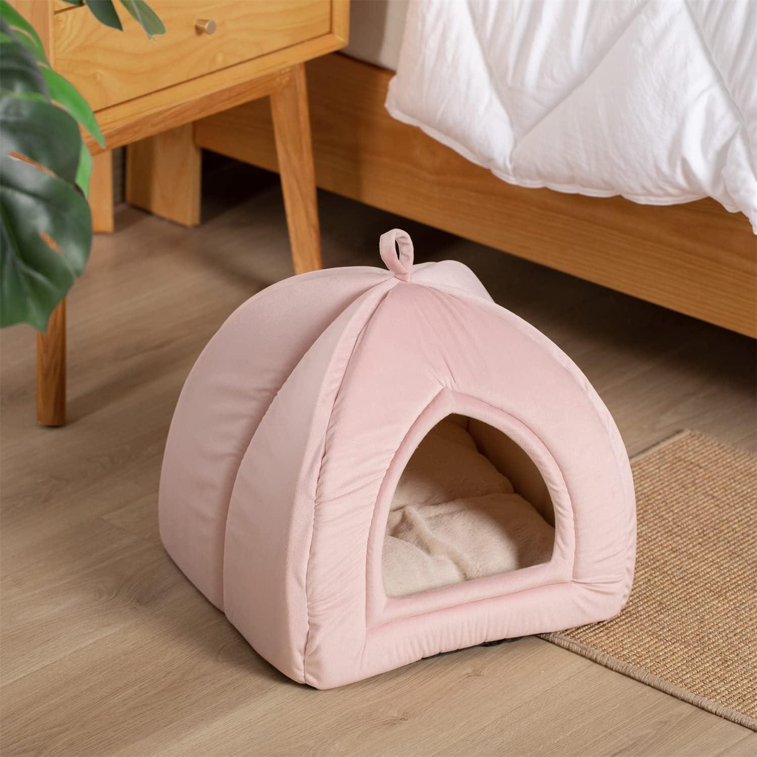 Tucker Murphy Pet™ Crystella Cat Bed for Indoor Cats, 2-in-1 Cat House with Removable Washable Pillow Cushion