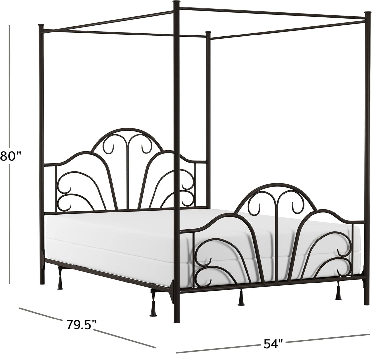 Desert Fields Dover Canopy Metal Bed Frame, Full, Textured Black