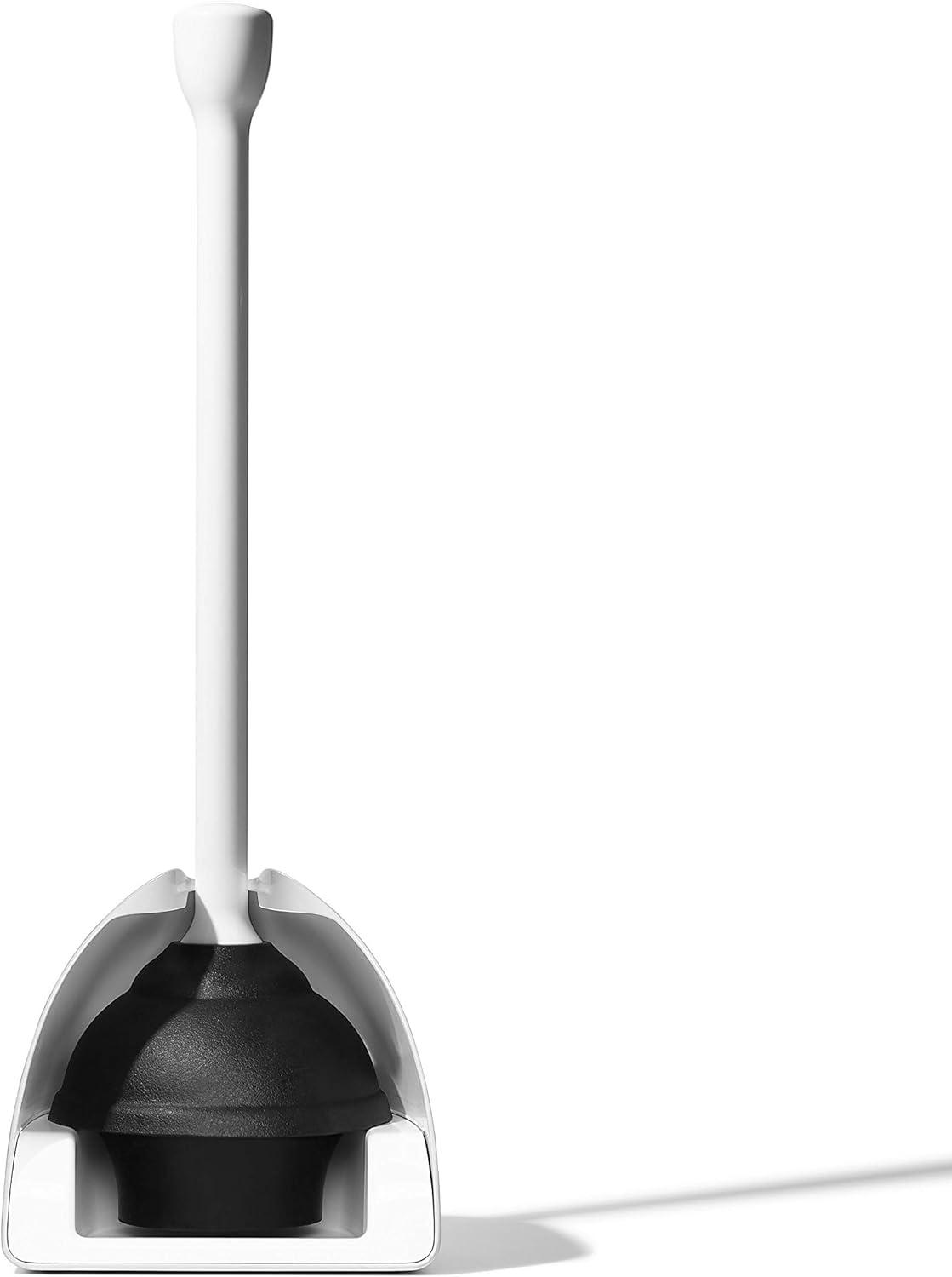 White Manual Toilet Plunger with Cover Set