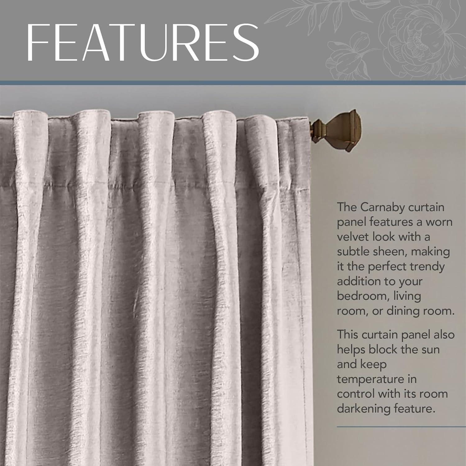 Carnaby Rustic Vogue Distressed Velvet Single Window Curtain Panel - Elrene Home Fashions