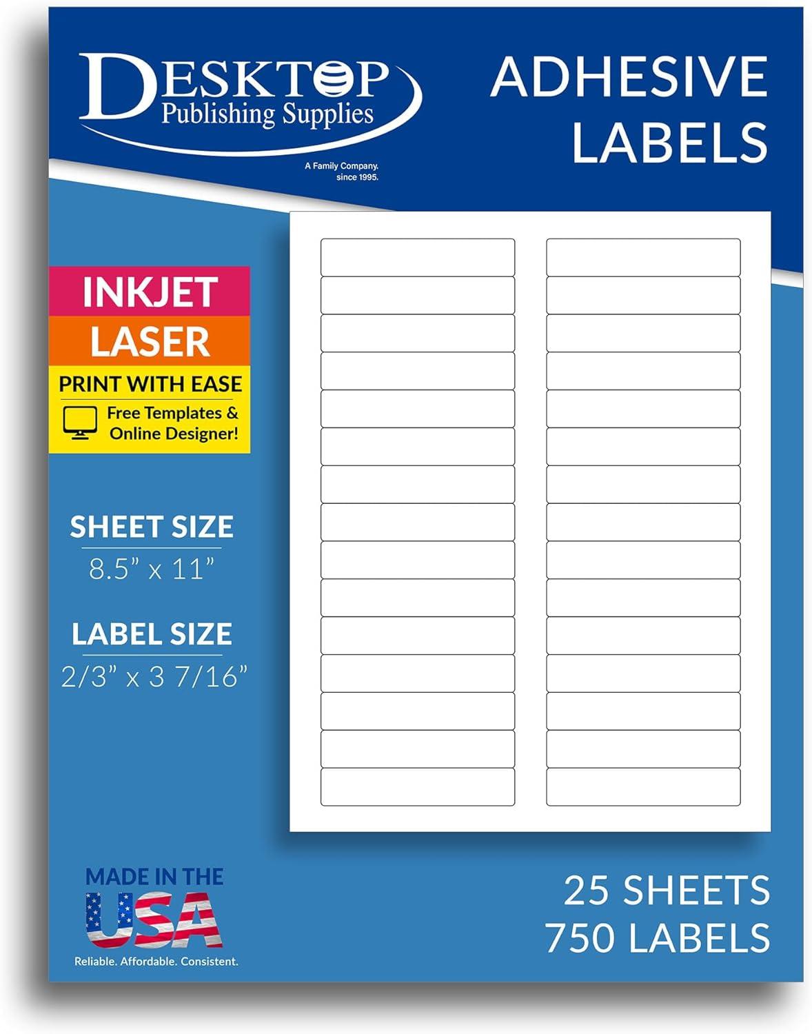 Avery Removable 1/3-Cut File Folder Labels Inkjet/Laser .66 x 3.44 White 750/PK 8066