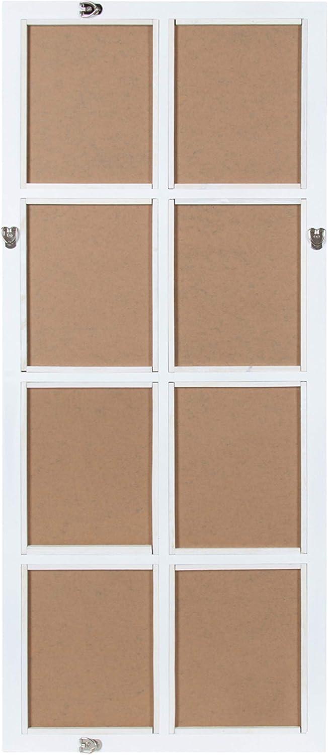 Kate & Laurel All Things Decor 18" x 42" Hogan Windowpane Wall Mirror White: Beveled Glass, Rustic Finish, Wood Frame, Wall Mounted