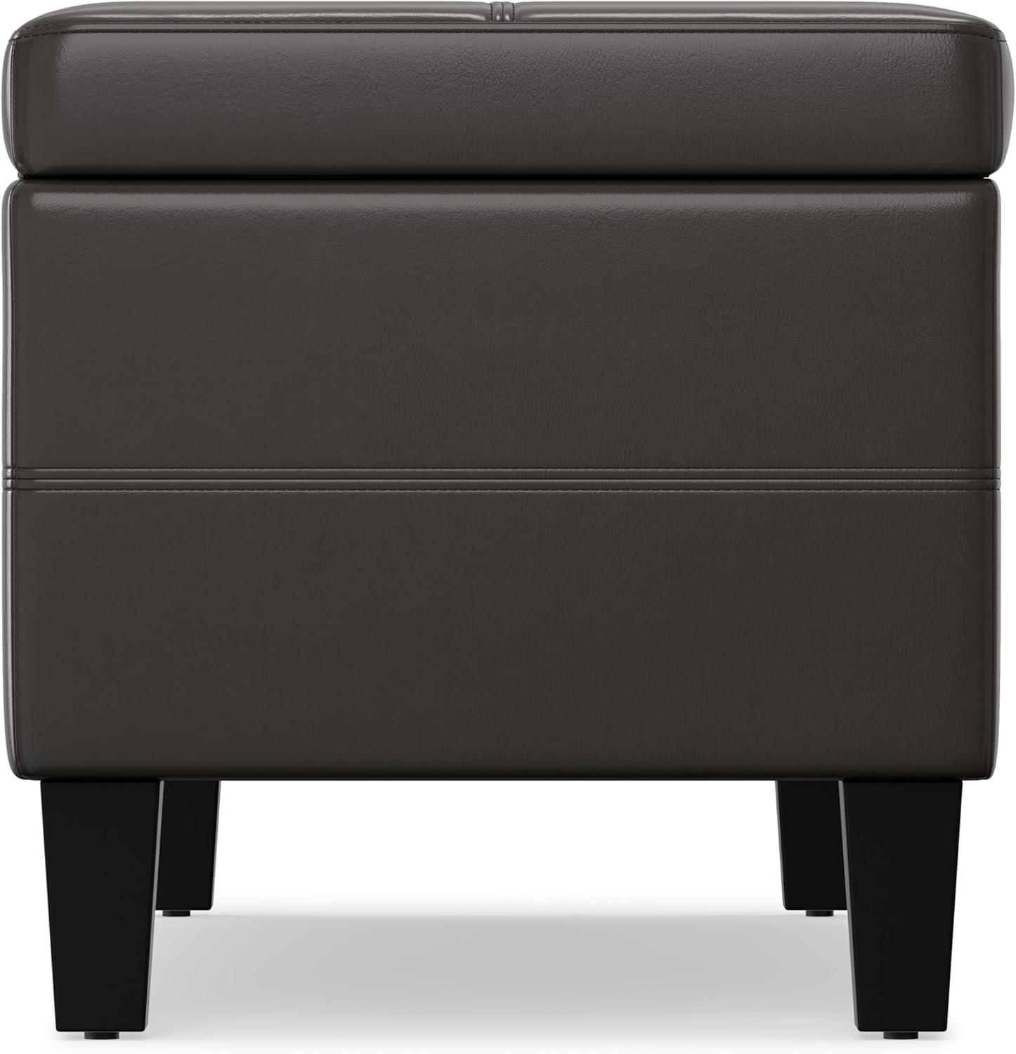Simpli Home Afton 48"W Vegan Faux Leather Storage Ottoman Bench