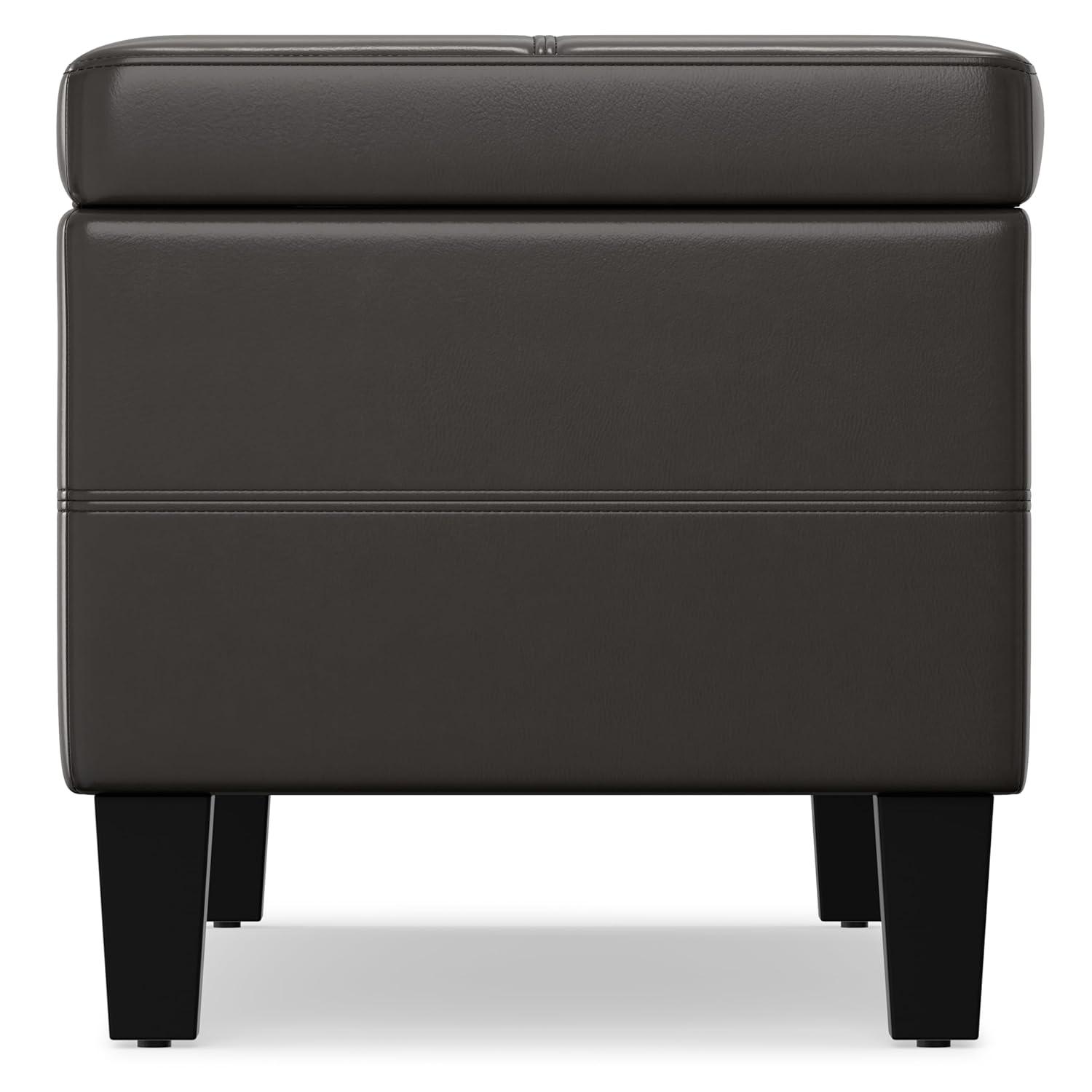 Simpli Home Afton 48"W Vegan Faux Leather Storage Ottoman Bench