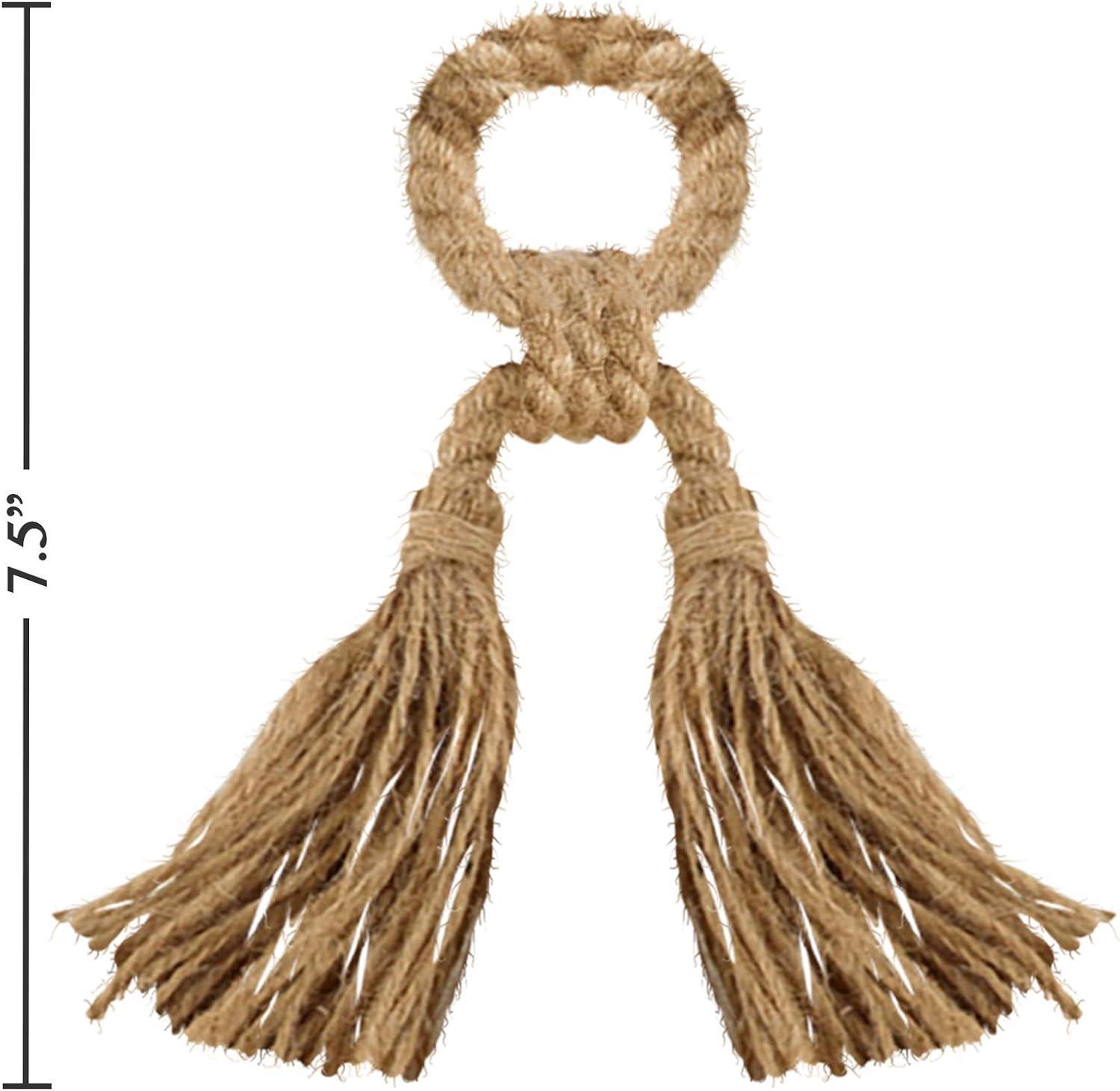 Natural Jute Tassel Napkin Rings Set of 4