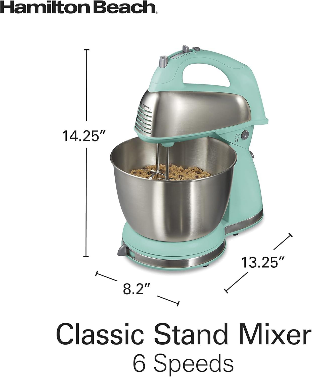 Aqua Blue Stainless Steel 4-Quart Stand Mixer with Attachments