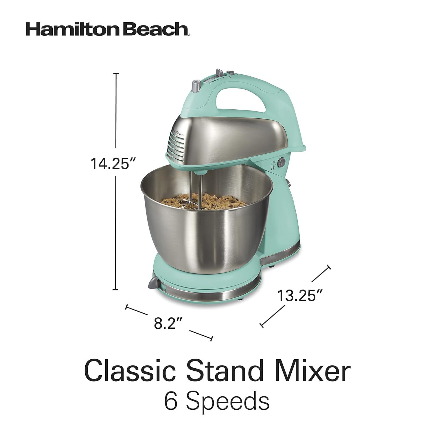Hamilton Beach Classic Stand Mixer, 4 Quart, Aqua Blue with Accessories