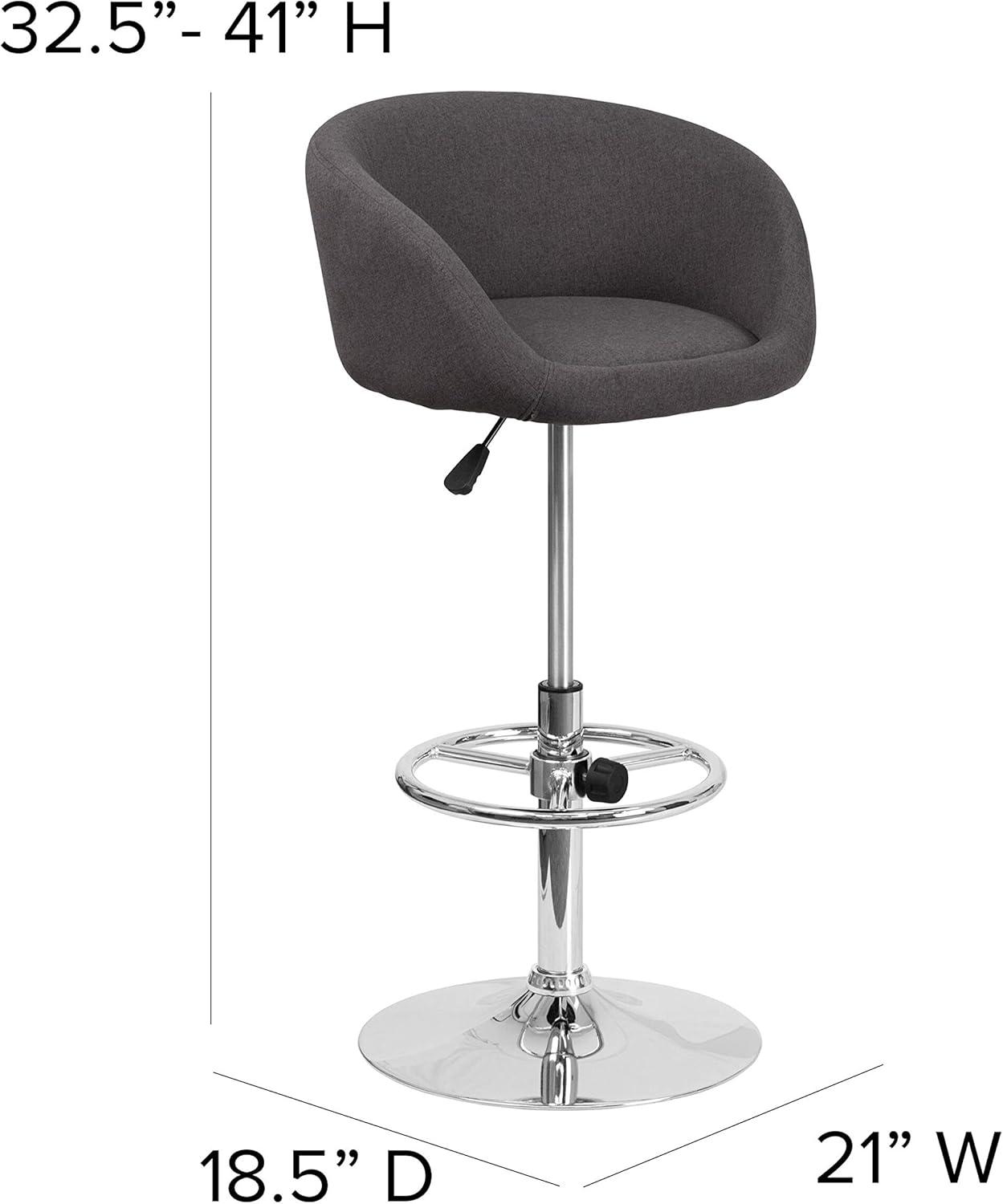 Charcoal Fabric Swivel Adjustable Barstool with Chrome Base