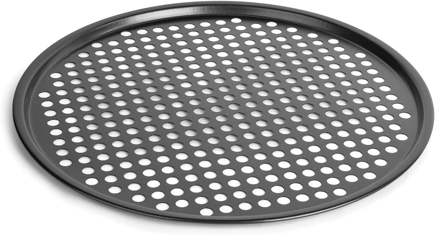 Fox Run Perforated Pizza Pans, Set of 2, Carbon Steel, 14" Diameter