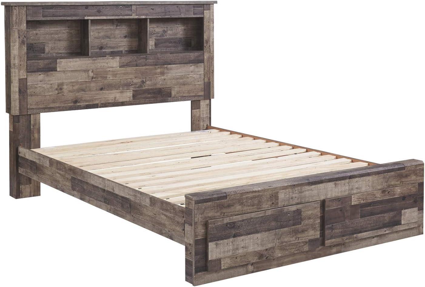Queen Frames and Rails Roll Slats Brown - Signature Design by Ashley: Mattress Base Support, Wood Bunkie Board