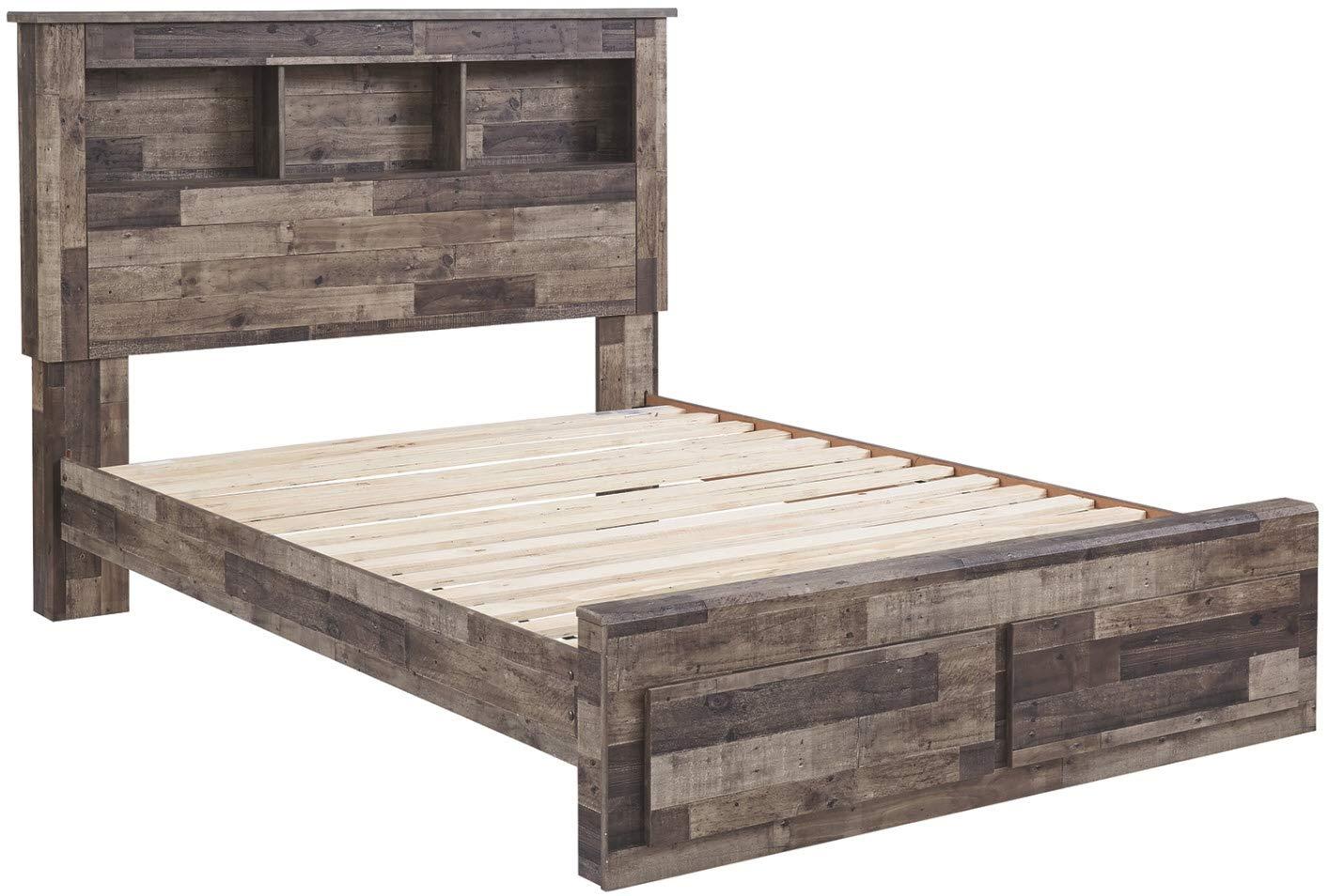 Queen Frames and Rails Roll Slats Brown - Signature Design by Ashley: Mattress Base Support, Wood Bunkie Board