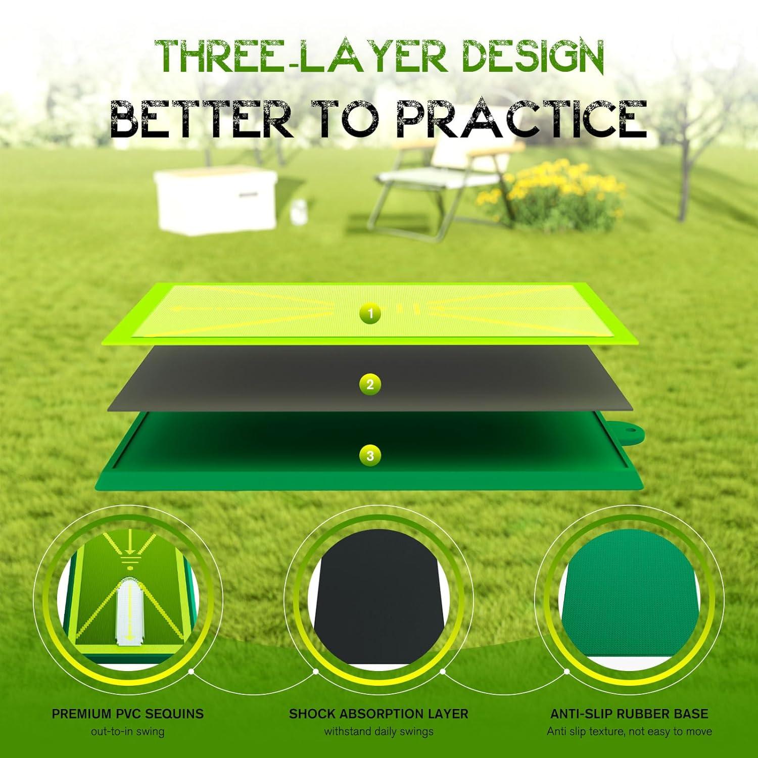 Birdie Bath Birdie Golf: Birdie Mat - Pro Premium Swing Training Mat, Analyze Swing Path & Ball Impact, Portable, Indoor & Outdoor, 19.25x12.3" Sports Accessory