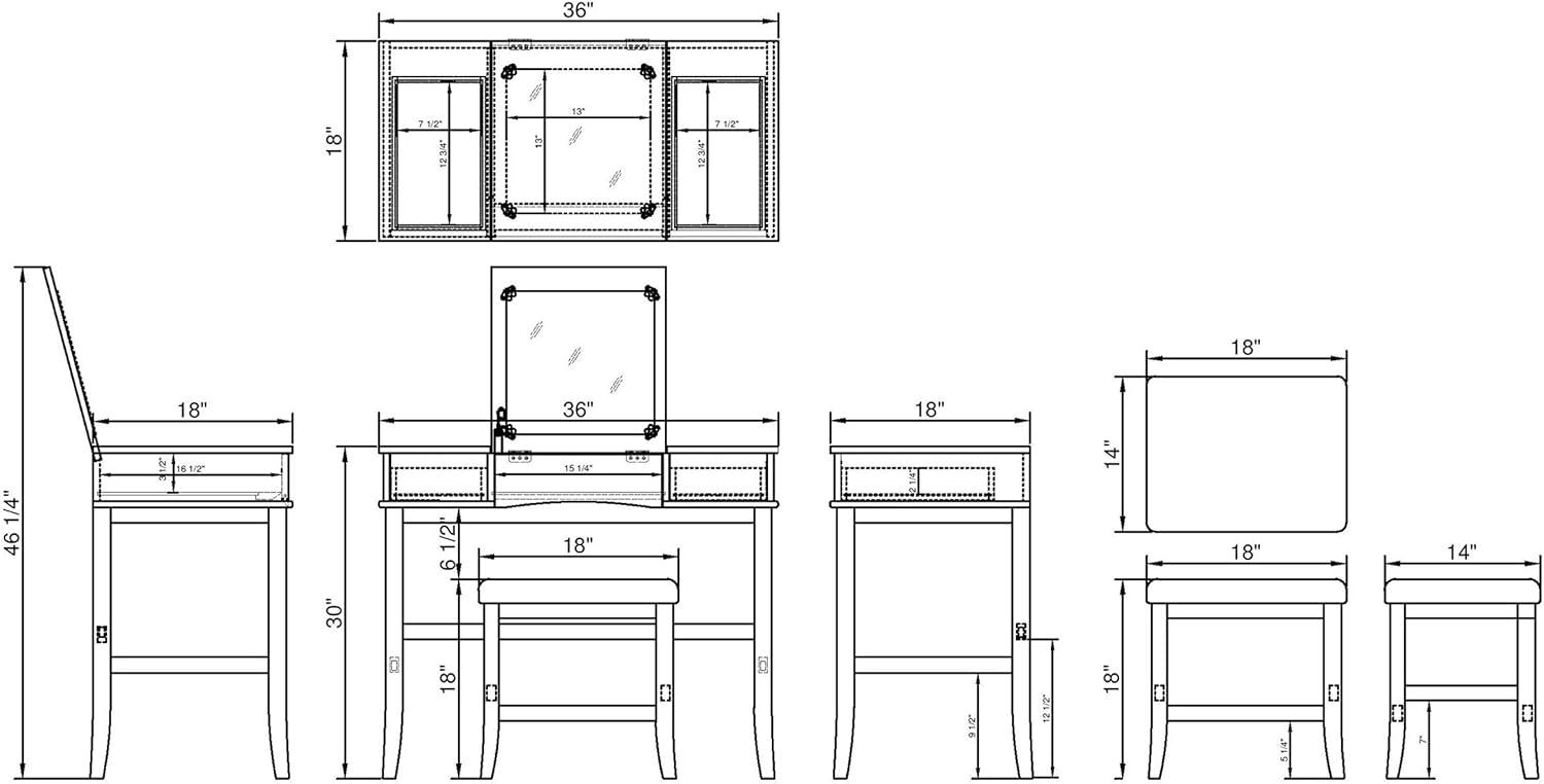 Elegant Cream Jackson 40'' Vanity Set with Flip-Up Mirror and Storage