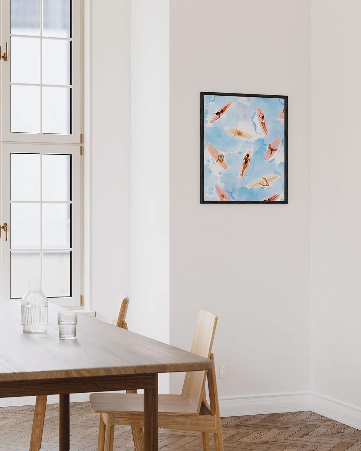 HAUS AND HUES Beach Art - Surfer girl poster with beach-themed prints, capturing the essence of seaside adventure in watercolor art (Unframed, 16x20)