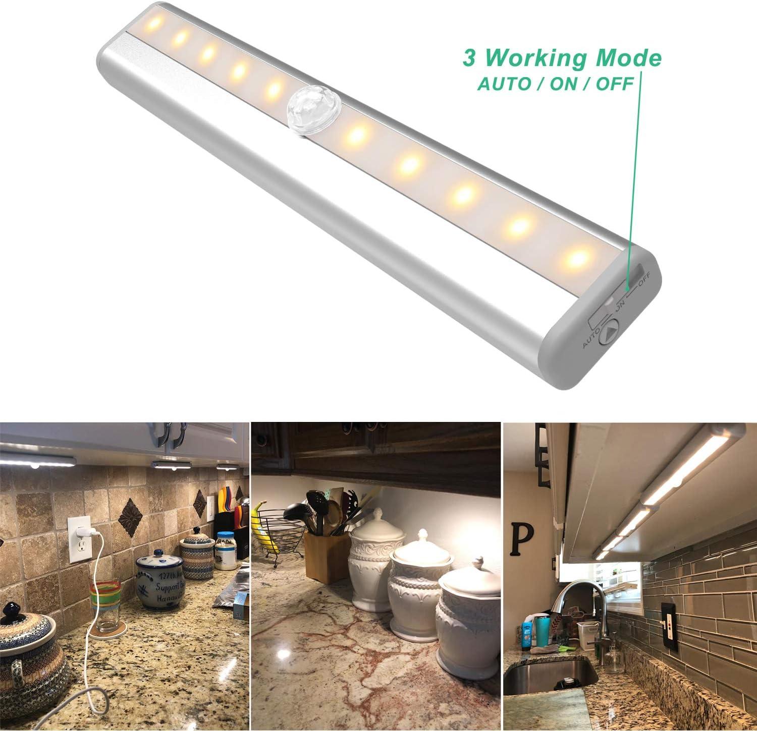 Wireless Dimmable LED Under Cabinet Lights with Remote, 4 Pack