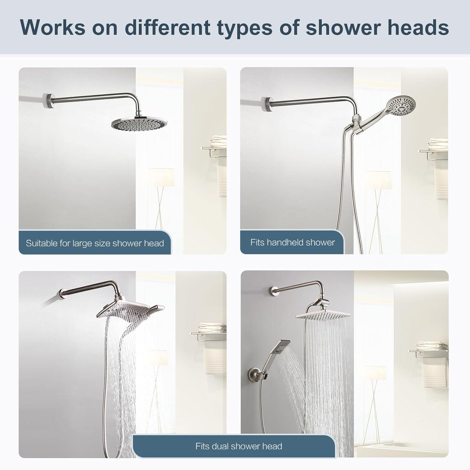 Brushed Nickel 16-Inch Stainless Steel L-Shaped Shower Arm