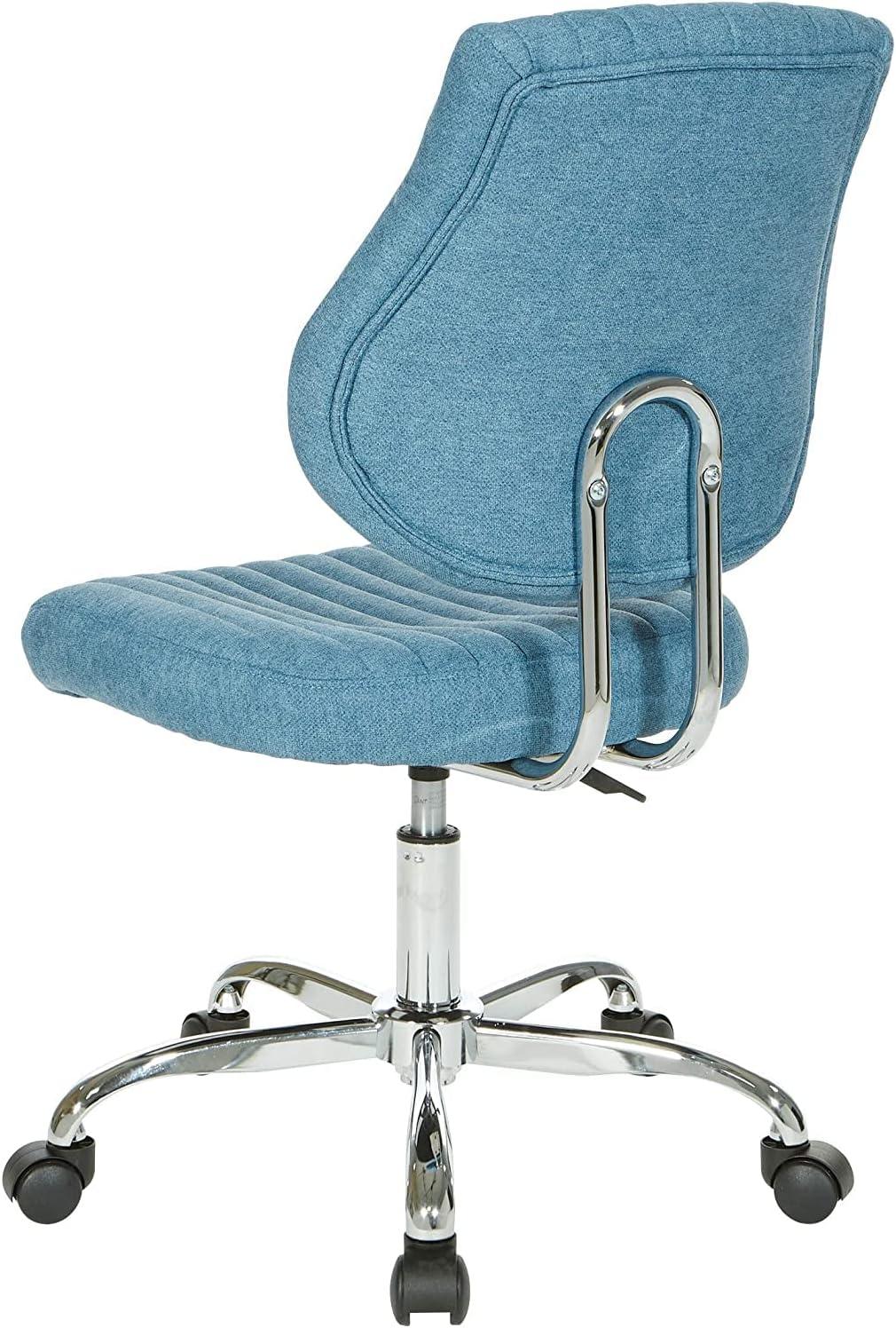 Sunnydale Office Chair in Sky Blue Fabric with Chrome Base