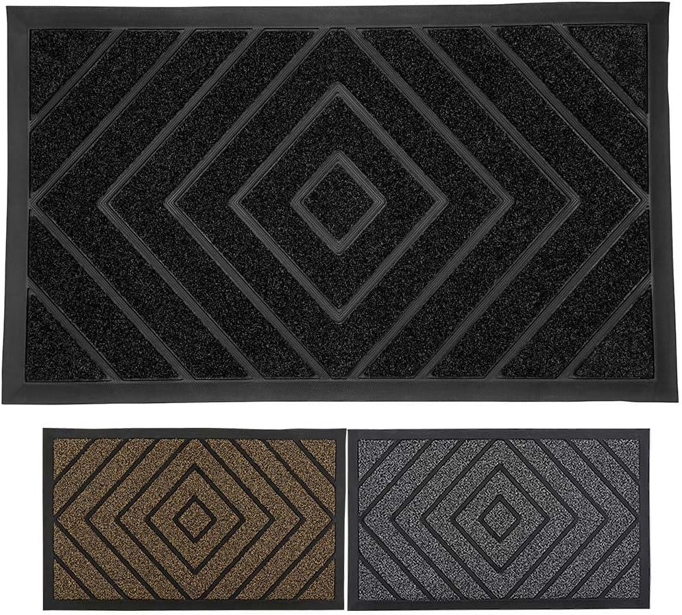 Elegant Black Diamond Coir 30"x18" Outdoor Welcome Doormat