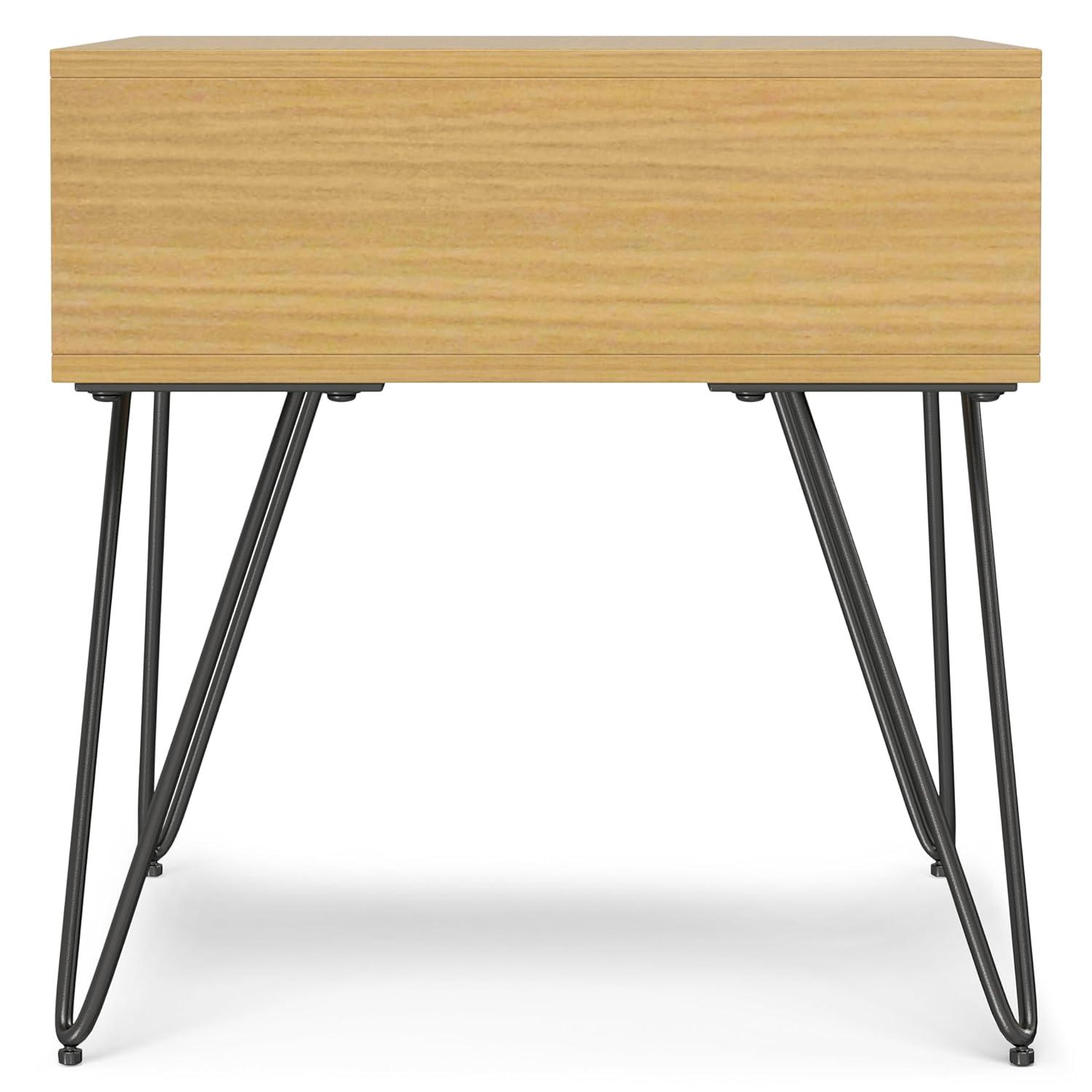Hunter 22"W Solid Wood Industrial Square End Table with Hairpin Legs and Open Storage