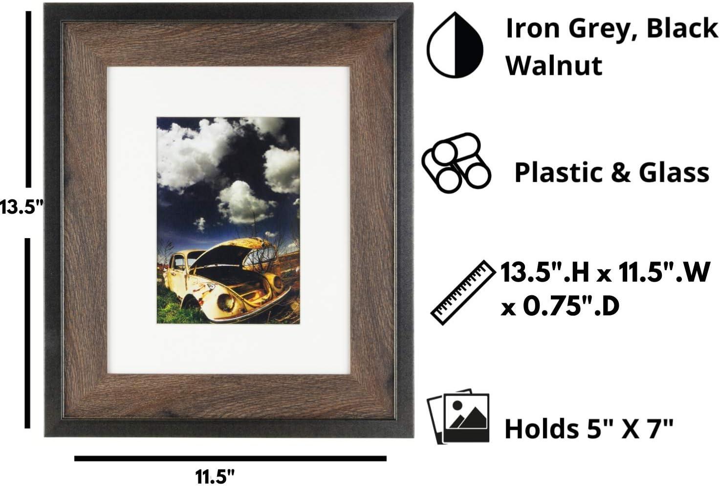 Classic Black and Walnut Wood 8x10 Tabletop Wall Frame