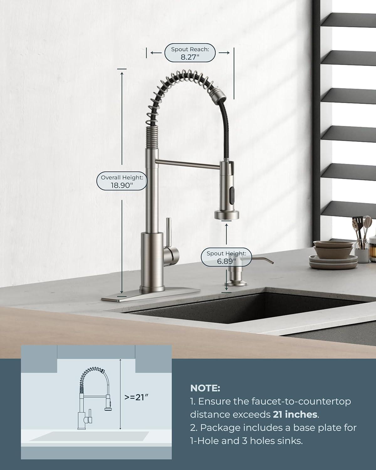 Pull Down Single Handle Kitchen Faucet with Accessories