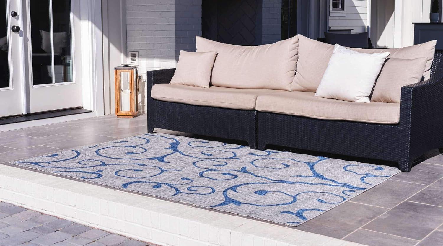 Unique Loom 7' 0 x 10' 0 Rectangle Indoor/Outdoor Botanical Gray Area Rug