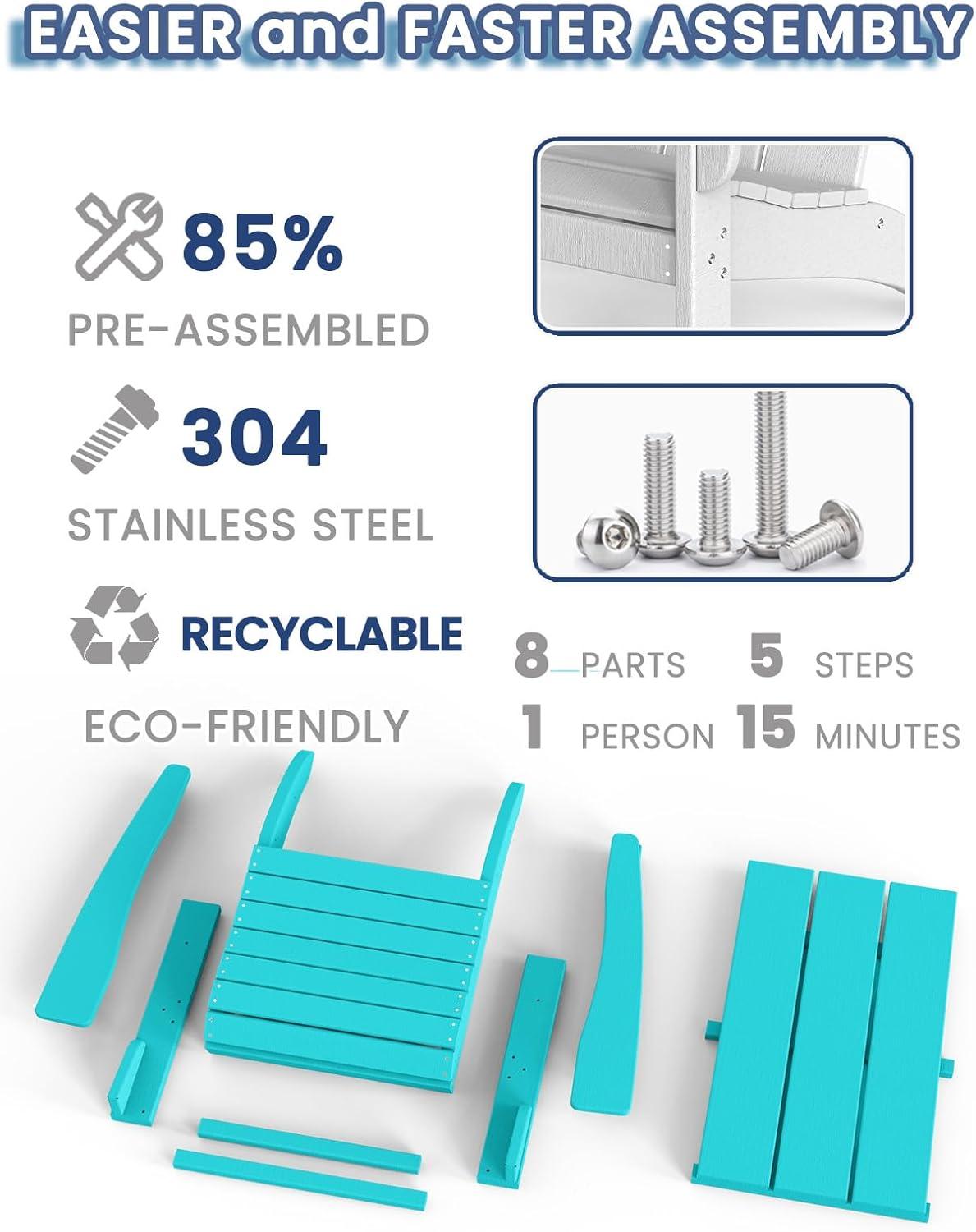 Modern Adirondack High-Density Polyethylene (HDPE) Outdoor Adirondack Chair