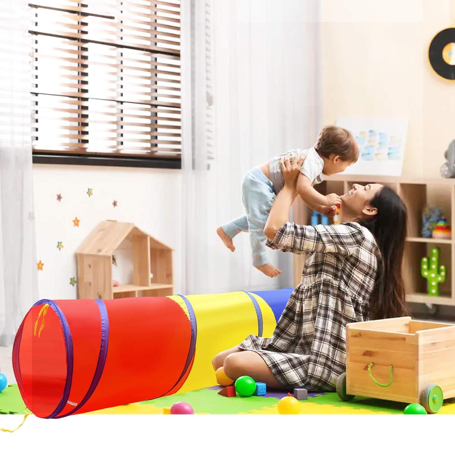 Kids Play Tunnel for Toddlers, Pop Up Crawl Through Tunnel Play Tent for Baby Infant Children or Dog, Kids Tunnel Toys or Gift Indoor & Outdoor (Classic Crawling Tunnel)